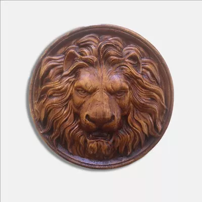 Lion Head Wood Carved Sculpture Wooden Wall Hanging Decor Art Plaque 100%Natural • $45