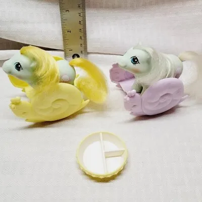 My Little Pony Newborn Twins G1 Jangles And Tangles Snail Rockers & Dish Vintage • $24.95