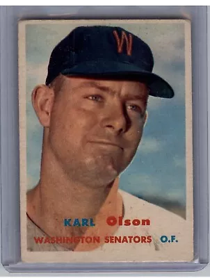 1957 TOPPS BASEBALL CARD #153 Karl Olson Washington Senators -GD-1091c • $1.85