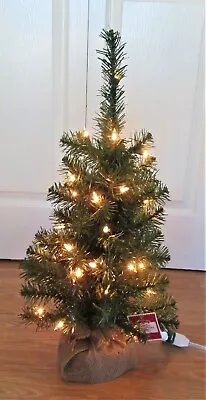Christmas Tree 2 Ft. Indoor 35 Pre-lit Clear Lights Burlap Base Brand New W/tag • $22.99