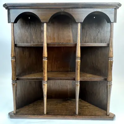 Colonial Dark Solid Wood 3 Shelf Corner Wall Display Shelf W/Spindles 20  Curio • $104.99