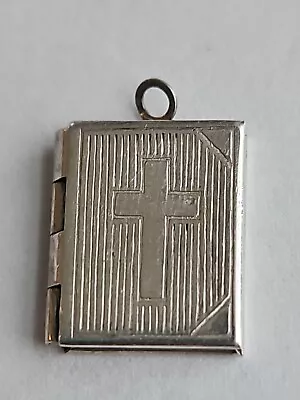 Sterling Silver Lord's Prayer Holy Bible Open Pages Locket Charm Pendant VINTAGE • $15.99