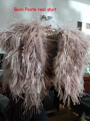  100% Real Ostrich Feather Fur Shawl Shrug Women's Small Coats Wedding Bolero • $98.70