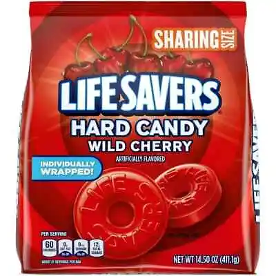 Life Savers WILD CHERRY Hard Candy Individually Wrapped-LARGE Sharing Size-1 BAG • £8.45