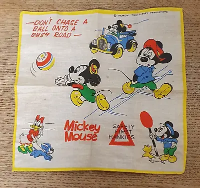 Disney Mickey Mouse Safety First Hankies 'Don't Chase A Ball Onto A Busy Road' H • £25