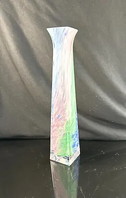 Lavorazione Arte Murano Multi Color Hand Blown Bud Vase Square Bottom Vintage • $20