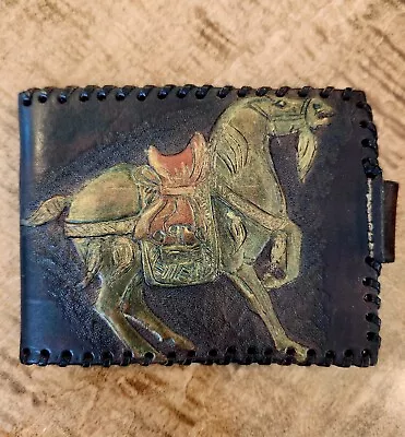 Vintage Artisan Made Hand-tooled Leather Wallet Arabian Horse • $38