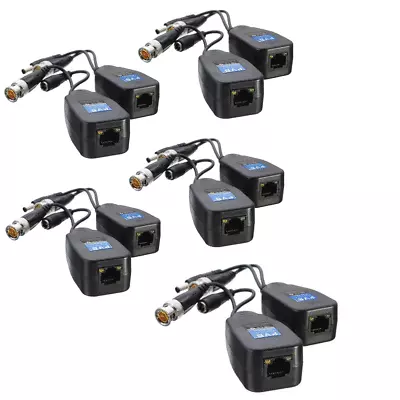 5 Pair CCTV Coax BNC Video Power Balun Transceiver To CAT5e 6 RJ45 Connector • $22.91