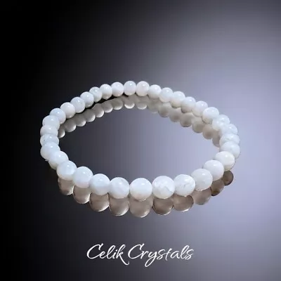 Moonstone Bracelet 6mm Natural Stones Handmade Stretch Beads • $16.99