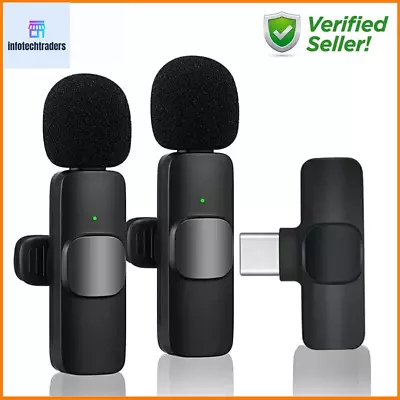 Wireless Lavalier Microphone For Phone Android IPhone Ipad Vlog Live Stream Mic • £13.49