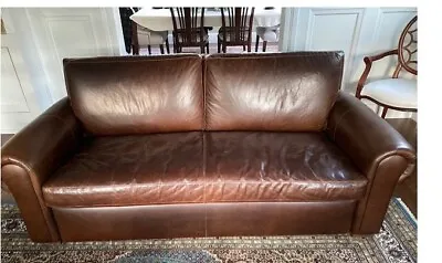 $1999 • Buy Restoration Hardware Leather Sleeper Sofa; Lancaster; Cocoa Italian Leather