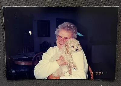FOUND VINTAGE PHOTO PICTURE Woman Hugging Her Poodle Dog • $4.97