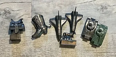 Lot Of 7 Vintage Metal Die Cast Mini Pencil Sharpeners Bronze • $17.99