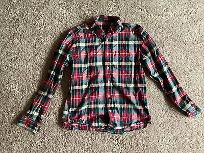 J.CREW Oxford Button Down Shirt Red Plaid Long Sleeve Flannel Medium • $19.95