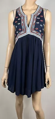 $25 • Buy Tigerlily Navy Embroidered Dress - Size 8