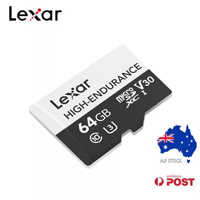 Lexar High Endurance 100MBs Memory MicroSD TF Card 64GB SDHC SDXC C10 • $33.95