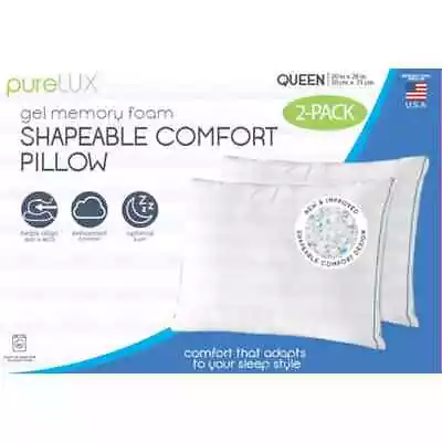 PureLUX Gel Memory Foam Shapeable Comfort Pillow Queen 2 Pack • $19.99