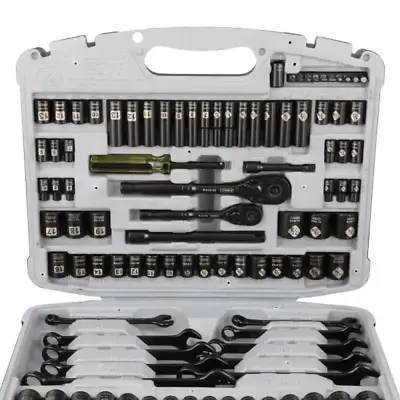 $136.25 • Buy Stanley Drive Black Chrome Laser Etched Sae & Metric Mechanics Tool Set 99-Piece