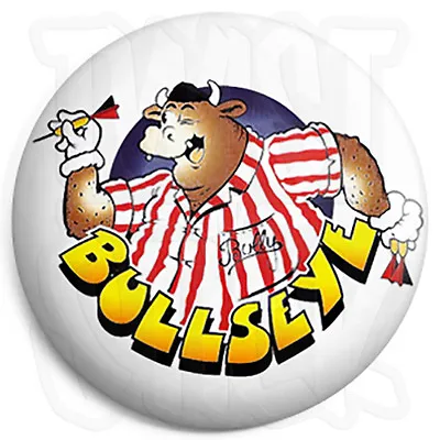 Bullseye Bully Bull - 25mm Button Pin Badge - Retro Darts Quiz TV Program • £0.99