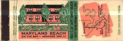 Maryland Beach On The Bay Sandy Beach Maryland Vintage Matchbook Cover • $9.99