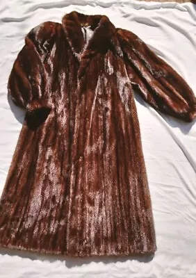 Vintage Classic Natural Chocolate MINK Fur Coat Women Size 10/Med. 53 L Fit Cuff • $349