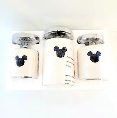 HTF Disney Direct 2005 Mickey Bathroom Office Ceramic Cannister 3 Piece Set NIB • $95