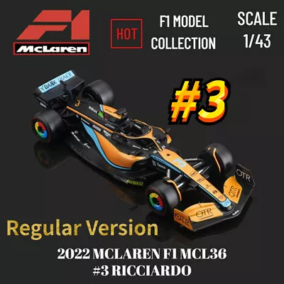 Bburago 1/43 2022 F1 McLaren MCL36 #3 Daniel Ricciardo Diecast Model Car Gift • $26.11