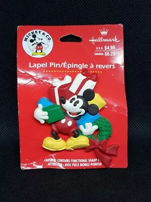 Vtg DISNEY Mickey Mouse  Gifts HALLMARK Christmas Holiday Resin Brooch PIN • $14.50