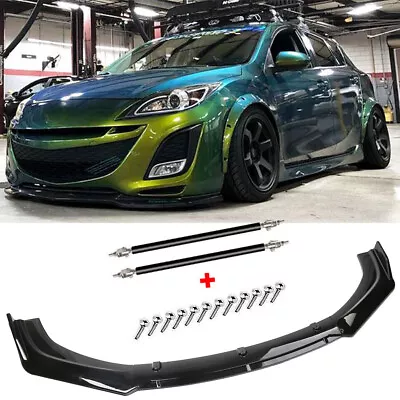 Glossy Black Front Bumper Lip Spoiler Splitter Body For Mazda 3 Mazdaspeed3 • $69.99