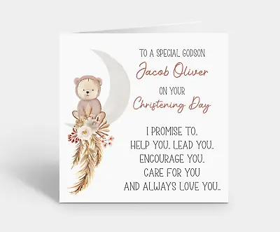 Personalised Godson Boys Christening Card Baptism Naming Day I Promise To... • £3.79