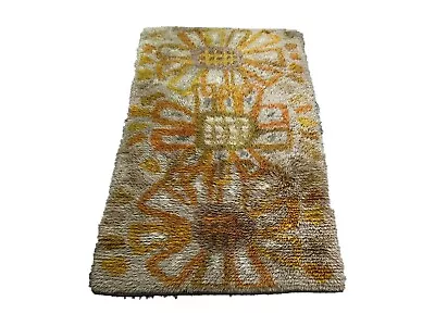 Vintage Swedish Mid Century Rya Rug Scandinavian Wool Flokati Carpet 4x6 Ft • $400