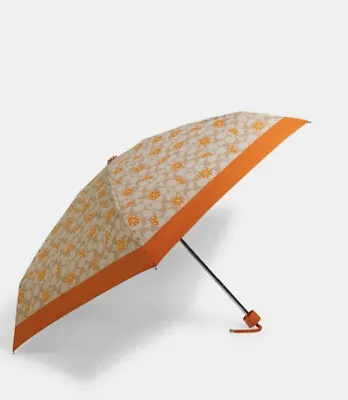 BNT Coach Mini Umbrella In Orange Signature Print Light Khaki 1563 • $90