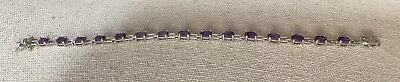 Ross Simons Signed 925  Amethyst Tennis Bracelet Fits 6.75” Oval Double Safety • $42.99