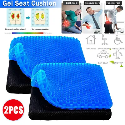 2X Orthopedic Gel Seat Cushion Pad Double Thick Chair Pad Car Office Wheelchair • $34.95