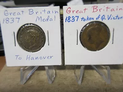 (2) 1837 GB / Queen Victoria  To Hanover  Medals 23mm • $9.95