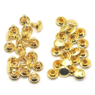 £6.19 • Buy Double Cap Tubular Brass Rivets Studs Leather Repair For DIY Crafts Jackets