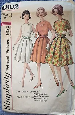 Vintage Simplicity Pattern 4802 Dress Size 12 Bust 32 Uncut Unused • $9