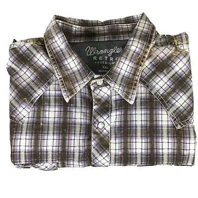 Wrangler Retro Premium Men's Western Long Sleeve Pearl Snap Plaid Shirt Size 2XL • $19.95