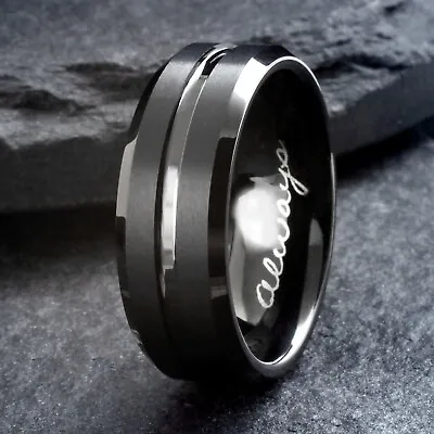 CLOSEOUT! Black Tungsten Carbide Brushed ENGRAVED  Always  Ring Size 10.5 • $11.99