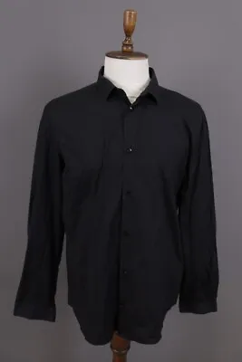 Gianni Versace Collection Trend Black Long Sleeve Button Down Shirt Size 45 / 18 • $74.99
