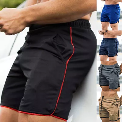 Mens Summer Beach Shorts Pants Drawstring Pockets Elastic Sports Gym Trousers US • $14.39