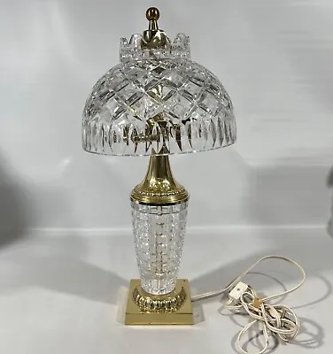 Vtg Cut Clear Crystal Glass Boudoir Lamp Night Stand Table Desk Accent Lamp • $39.95