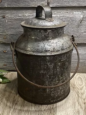 Vintage Cream Can Small 4 Quart Metal Milk Pail Nice Farmhouse Decor With Lid • $44.99