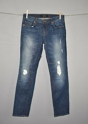 J BRAND $188 Distressed Midori Patch Boyfriend Skinny Jean Size 25 • $8.75