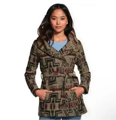 Women's Mossimo Supply Co Hooded Southwestern Aztec Coat Belt Button Jacket Sz S • $24