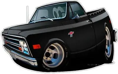 Wall Decal Compatible With 1968 Chevy Fleeetside Pickup Truck Cartoon Car Garage • $25.99