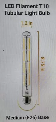 2 Pack T10 LED Bulb 6W Dimmable E26 Base Tubular Light Bulb 2700K Warm White 60W • $15.99