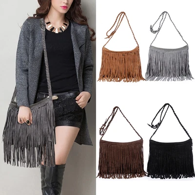 $18.60 • Buy Women Lady Vintage Fringe Messenger Shoulder Tassel Handbag Crossbody Bag Purse