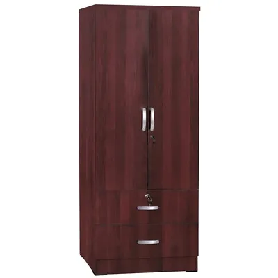 Pemberly Row Wood 2-Door Wardrobe Armoire With 2-Drawers Mahogany • $271