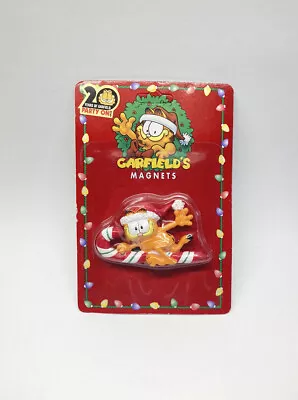 Vintage Garfield Christmas Magnet Riding Candy Cane By Paws 1996 • $16